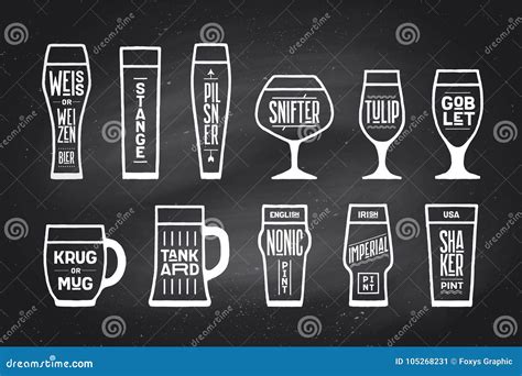 Poster Beer Glassware Types Stock Vector - Illustration of icon ...