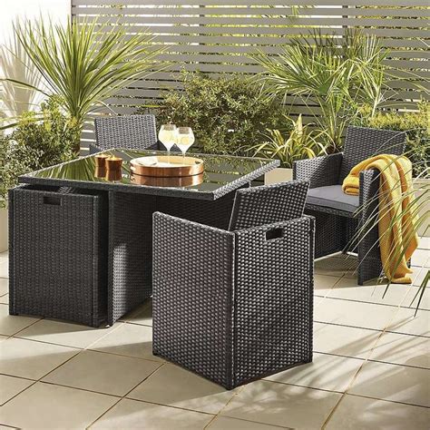 Gobi Grey 4 Seat Cube Set | Dunelm | Grey rattan garden furniture ...