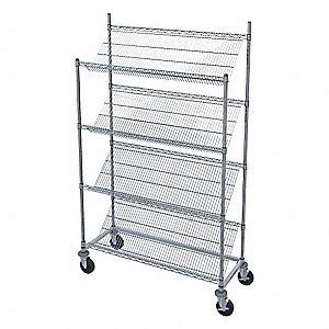 Rust Proof Slanted Wire Shelving Rack Unit Chrome Finish 14"D X 30"W X 48"H