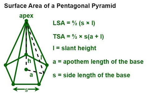 Area of a Pentagonal Pyramid - Formulas, Examples, Diagrams and FAQs