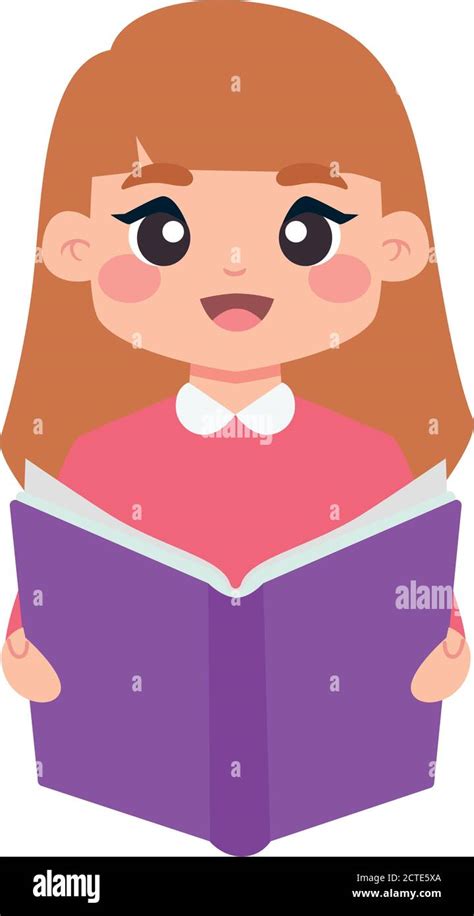 Isolated cute girl reading a book - Vector Stock Vector Image & Art - Alamy