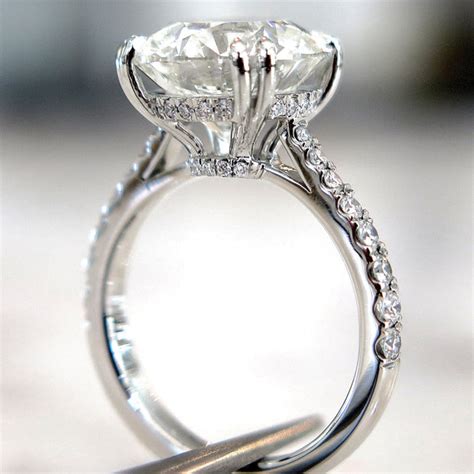 Annabel 5 Carat Round Diamond Engagement Ring with Micropavé in ...