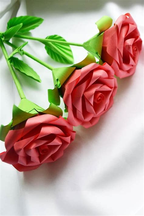 Beautiful Flowers Rose Bouquet Origami Paper Tutorial DIY Instruction ...