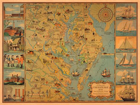 Chesapeake Bay, Pictorial Historical Map | Battlemaps.us