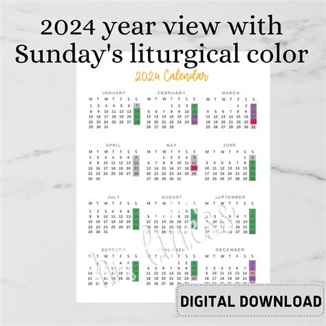 Free Printable Liturgical Calendar 2024 | Calendar 2024 | Printable Calendar 2024