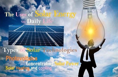 Types of Solar Energy Technologies and The Uses of Solar Energy in Daily Life