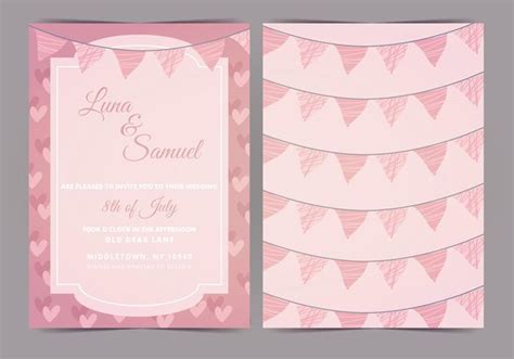 Pink Bunting Vector Wedding Invite 120140 Vector Art at Vecteezy