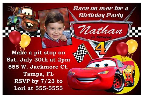 Free Printable Birthday Invitations Cars Theme | Cars birthday invitations, Car birthday party ...