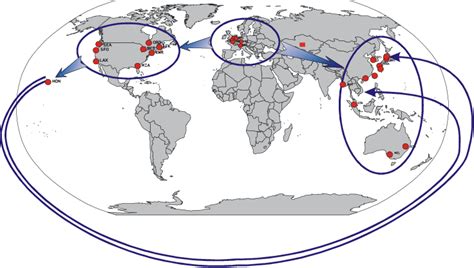 Map of major airports in the world | Download Scientific Diagram