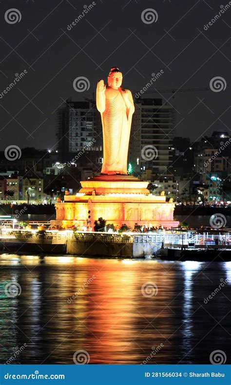 Buddha Statue in Hussain Sagar Lake Stock Photo - Image of downtown ...