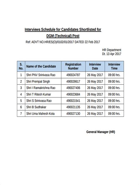 Interview Schedule - 17+ Examples, Format, Excel, Word, Numbers, Pages, How to Make, Pdf