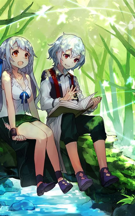 1600x2560 Anime Twins, Girl And Boy, Forest, Reading A, girl twins HD ...