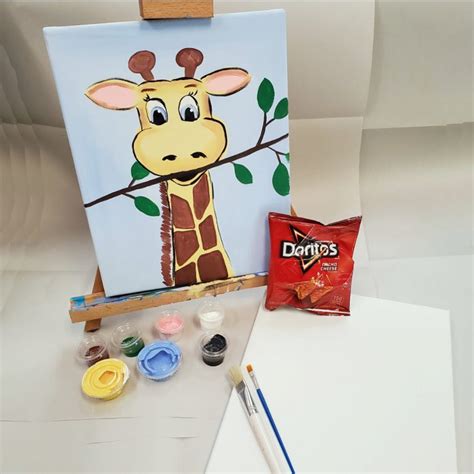 Kids Virtual Giraffe Canvas Paint Lesson Pre-recorded - A Sprinkle of Fun