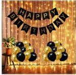 ARYAN BALLOON Sensibledecoraters Black, Golden Balloons And Banner Birthday Decorations Kit (Set ...