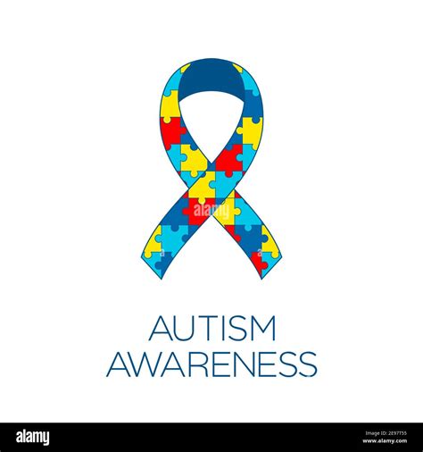 Autism awareness ribbon. Colorful puzzle pieces bow. Jigsaw puzzle ...