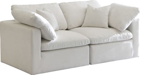 Plush Velvet Standard Comfort Modular Sofa 70" In Cream - Hyme Furniture