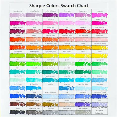 Printable Sharpie Color Chart - Printable Word Searches