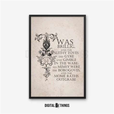 Alice In Wonderland Jabberwocky Poem Typography Art Print | Etsy ...