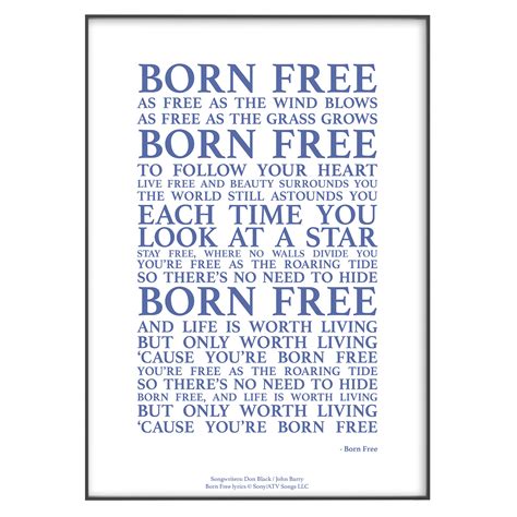 Born Free Song Lyrics Print Official Licensed Print Poster - Etsy