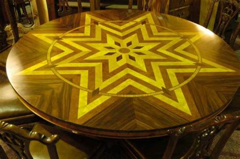6ft Art Deco Inlay Round Dining Table Tables