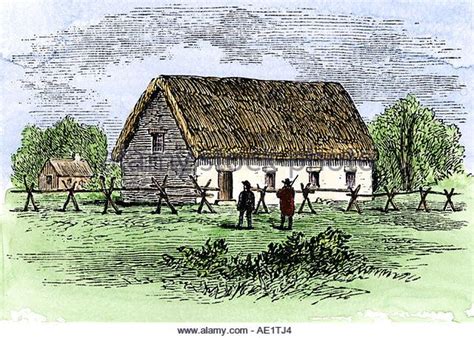 First meetinghouse in Boston Massachusetts Bay Colony 1630s - Stock Image Massachusetts Bay ...