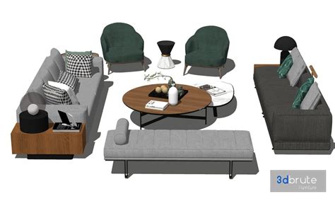 Sofa set Sketchup 3d model Sketchup Download Free 3dbrute