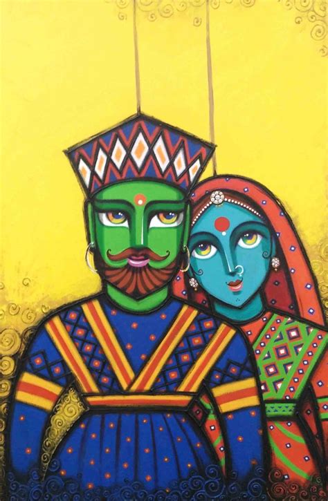 Artflute.com | Acrylic Painting by Gouri Shirish Velhal | Bandhan | Indian art paintings ...