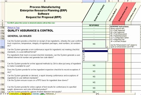 Erp Evaluation Template