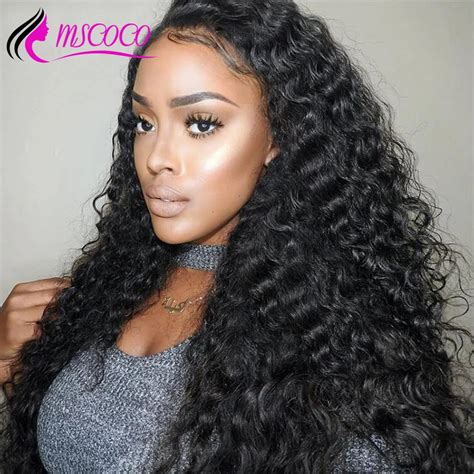 Deep Wave Wig Lace Front Human Hair Wigs Glueless Curly Human Hair Wig 150 180 250 Density ...