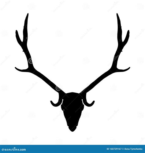 Deer Skull Black Silhouette on White Background, Vector Eps 10 Stock ...