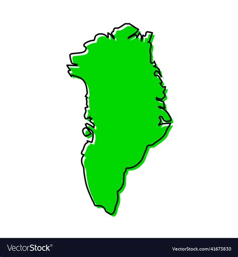 Simple outline map of greenland stylized line Vector Image