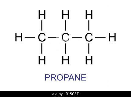 Propane. Molecular model of the alkane and hydrocarbon propane (C3.H8). This organic compound is ...