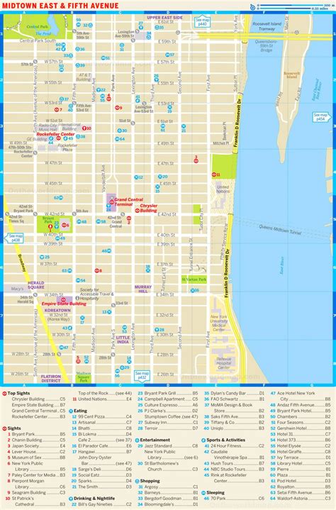 Map of Midtown East and Fifth Avenue - Ontheworldmap.com