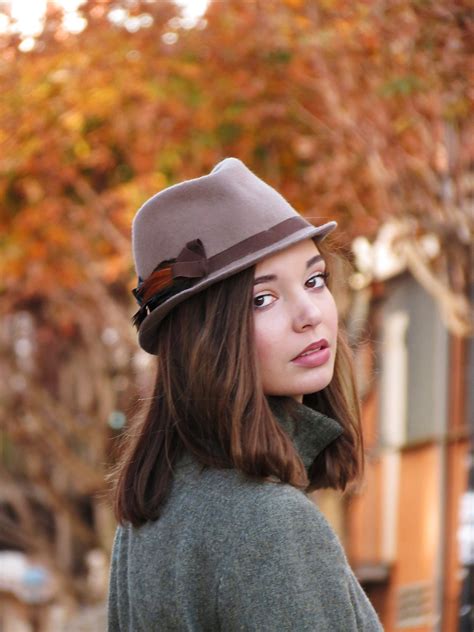 Beige Trilby Hat, Trilby Hat With Feathers, Brown Wool Felt Hat for Women, Women Winter Hat - Etsy