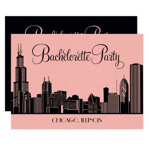 Bachelorette Party Invitations | Chicago Skyline | Zazzle.com