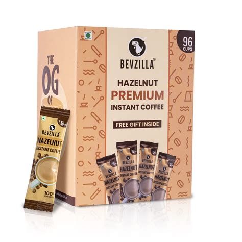 Bevzilla 96 Instant Coffee Powder Sachets (Hazelnut) - 192 Grams| Hot ...