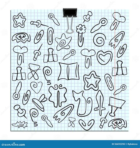 Set of Paper Clips of Various Shapes Stock Illustration - Illustration ...