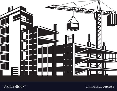 Building in various stages of construction Vector Image