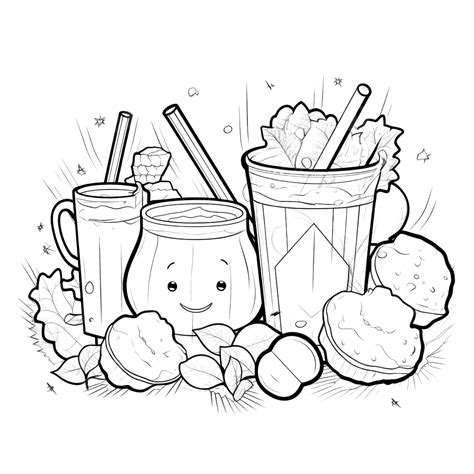 Funny Christmas French Fireas And Juice Coloring Pages, Funny Food, Tasty, Crisps PNG ...