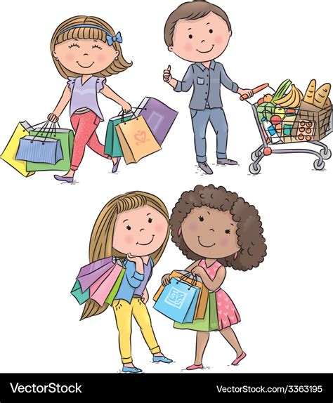 Shopping kids Royalty Free Vector Image - VectorStock