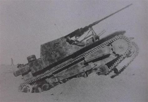 Knocked out Italian L3/35 tankette with a field expedient mounted Solothurn S-18/1000 20mm anti ...