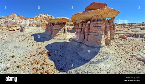 Three hoodoos in a triangular formation in Devil's Playground called ...