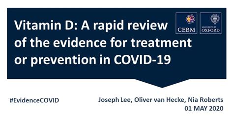 Vitamin D: A rapid review of the evidence for treatment or prevention in COVID-19 - The Centre ...