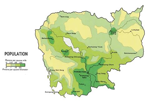 Cambodia Population Density Map