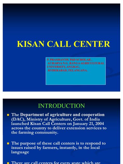 Kisan Call Center | PDF | Call Centre | Agriculture