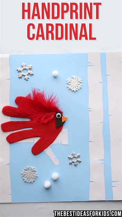 Handprint Cardinal | More Kids stuff | Winter crafts for kids, Easy crafts for kids, Craft ...