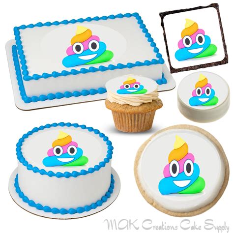 Emoji Cake |Rainbow Poop Emoji Cake | Emoji Cake Topper | Emoji Oreos | Emoji Cupcakes | Emoji ...