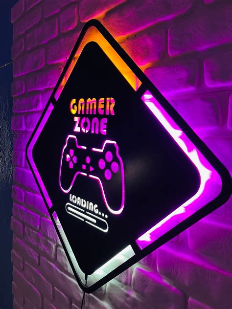 LED Lighted Gamer Zone Wall Art Game Room Lights Lighted - Etsy