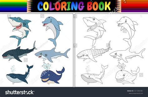 Coloring Book Sea Animals Collection Stock Illustration 1211055781