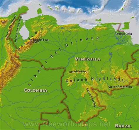 Venezuela Physical Map